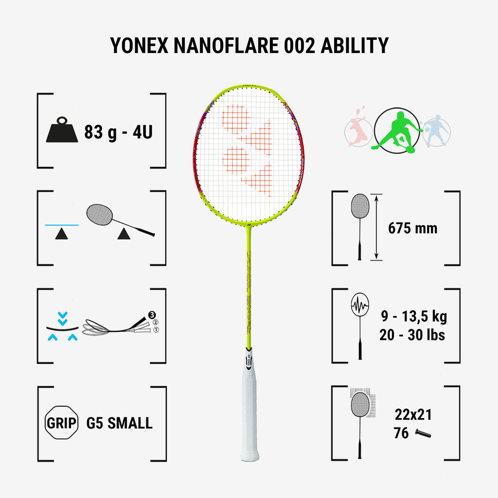 Bedmintonová raketa Nanoflare 002 Ability žltá